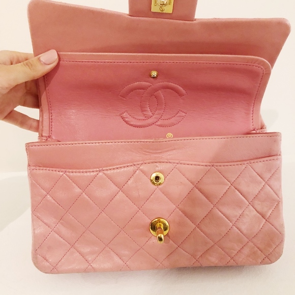 Authentic pink CHANEL Lambskin Double Flap Bag - Picture 6 of 8
